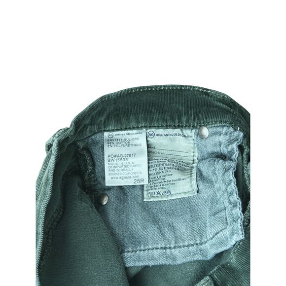 Adriano Goldschmied Stevie Slim Straight Ankle Green Corduroy Pants 25R Holiday - Picture 5 of 7